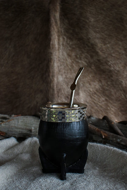 Imperial Cuero Croco y Alpaca con Bombilla