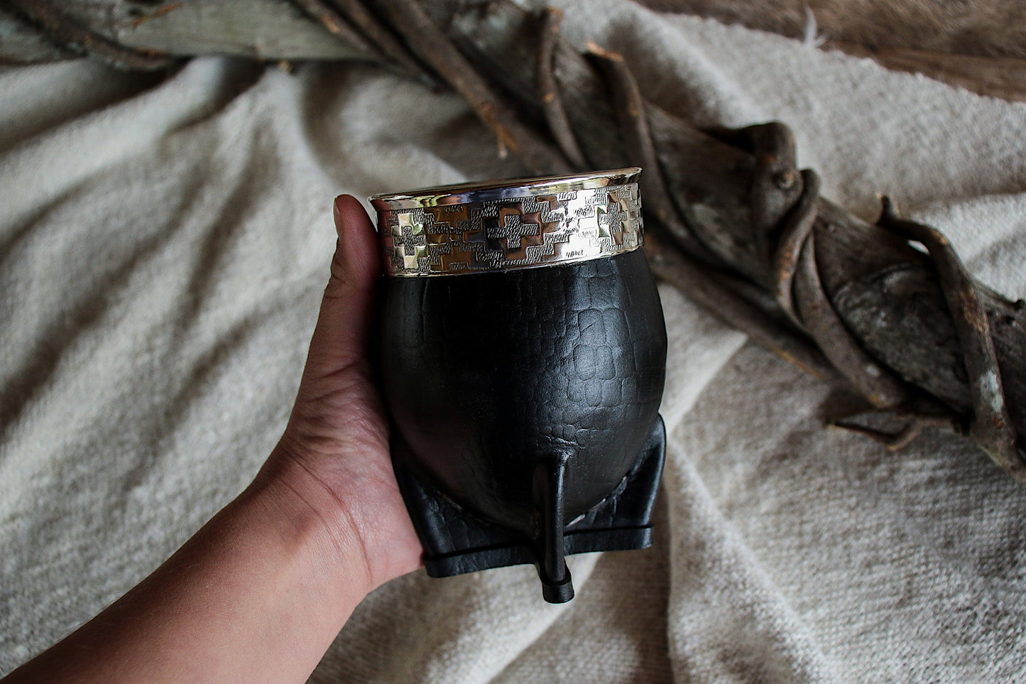 Imperial Cuero Croco y Alpaca con Bombilla