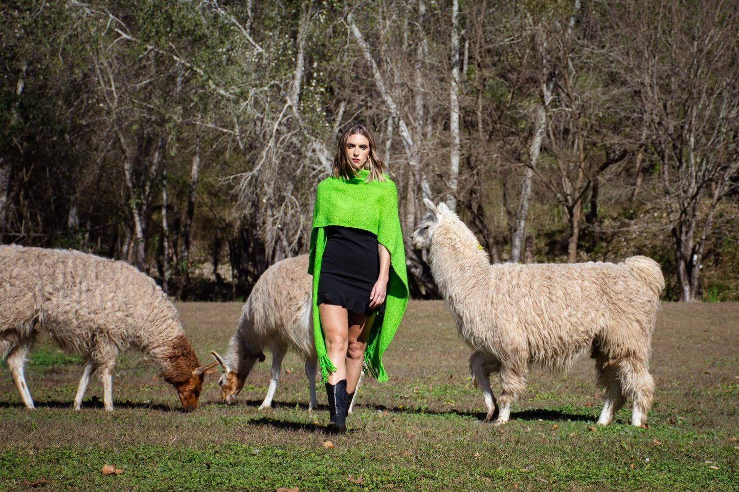 Ruana "Amancay" Hilos Llama Baby en Telar