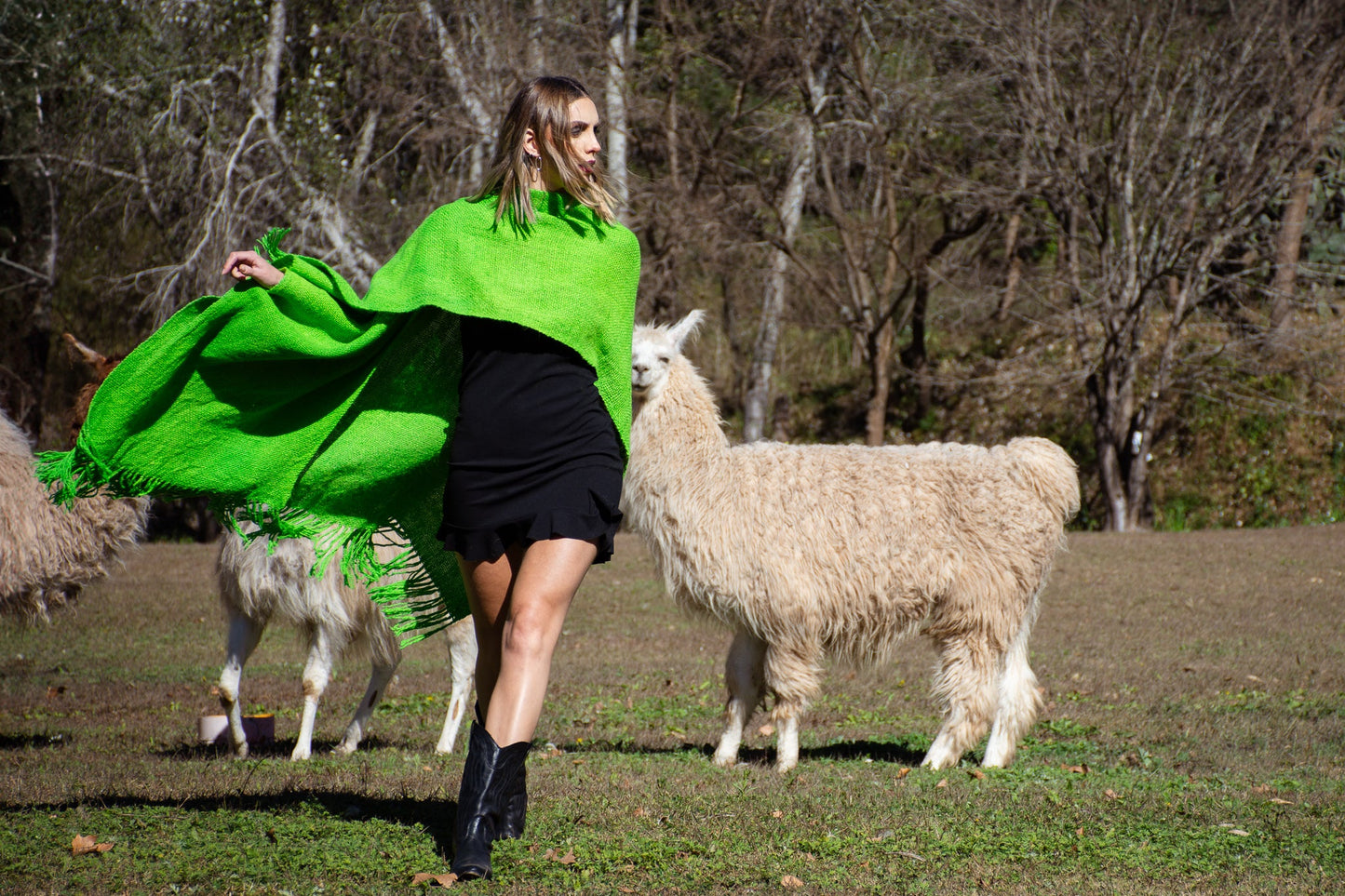 Ruana "Amancay" Hilos Llama Baby en Telar